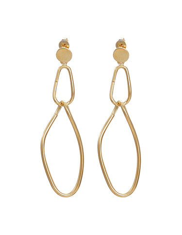 Aretes Doble Ovalo Lisos Dorados